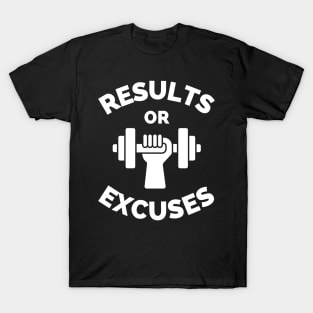 No Excuses Just Results Running Cross Country Fitness Gym Sport Motivation Inspirational Quote T-Shirt